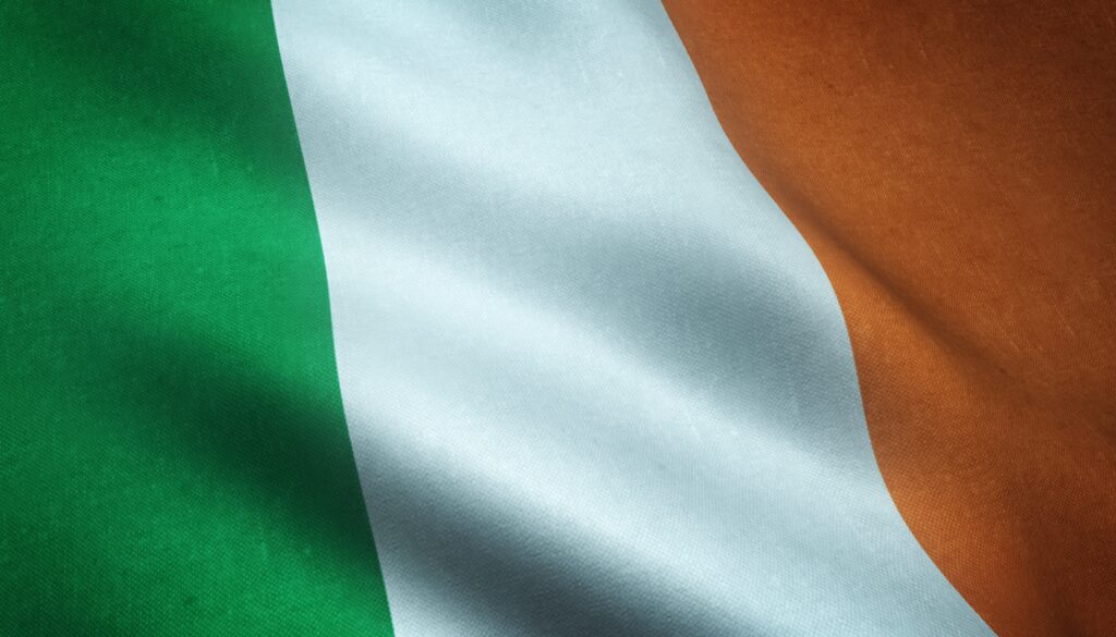 closeup shot of the waving flag of ireland with in 2023 02 04 02 03 28 utc